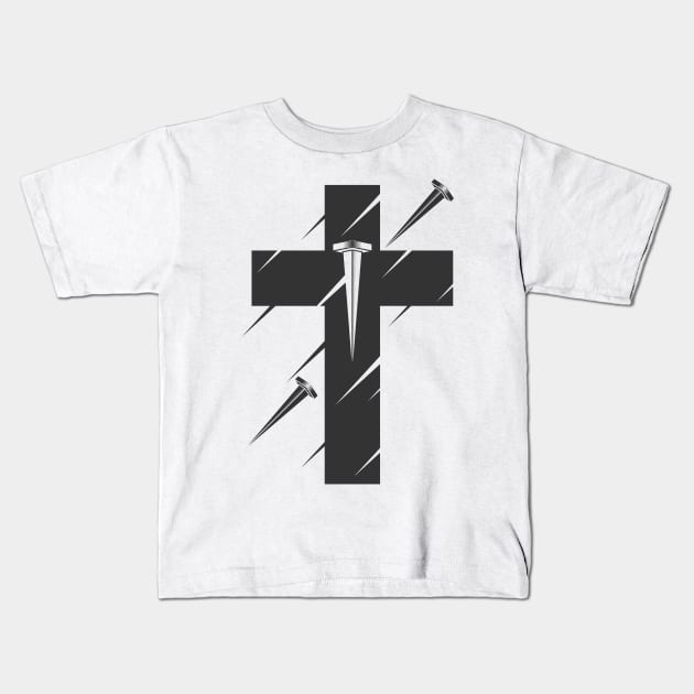 The cross of Jesus Christ pierced with nails Kids T-Shirt by Reformer